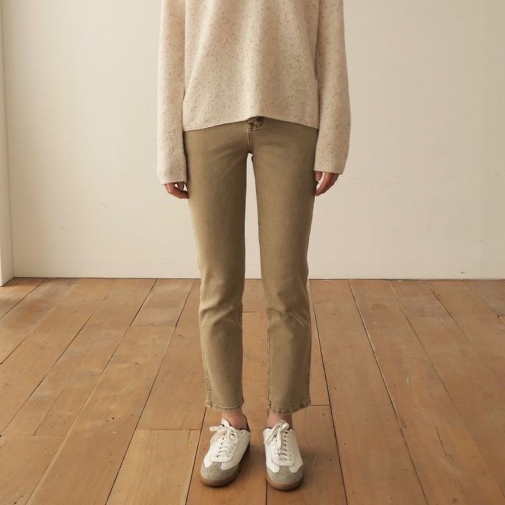 Sky and Sparrow Skinny Frayed Hem Tan Jeans